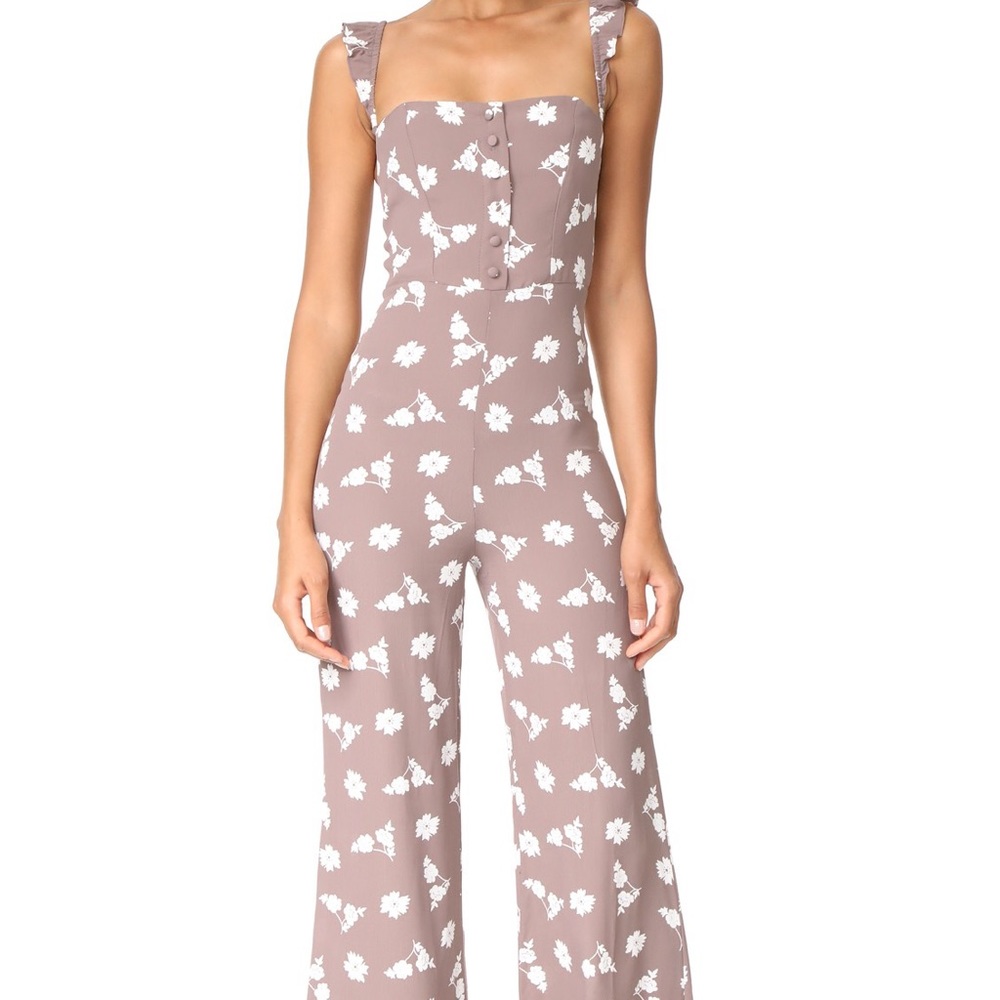 Flynn Skye Bardot Jumpsuit Grey Floral size small